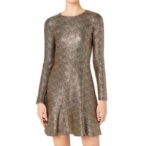 Michael Kors Foil Knit Flounce Dress, S
